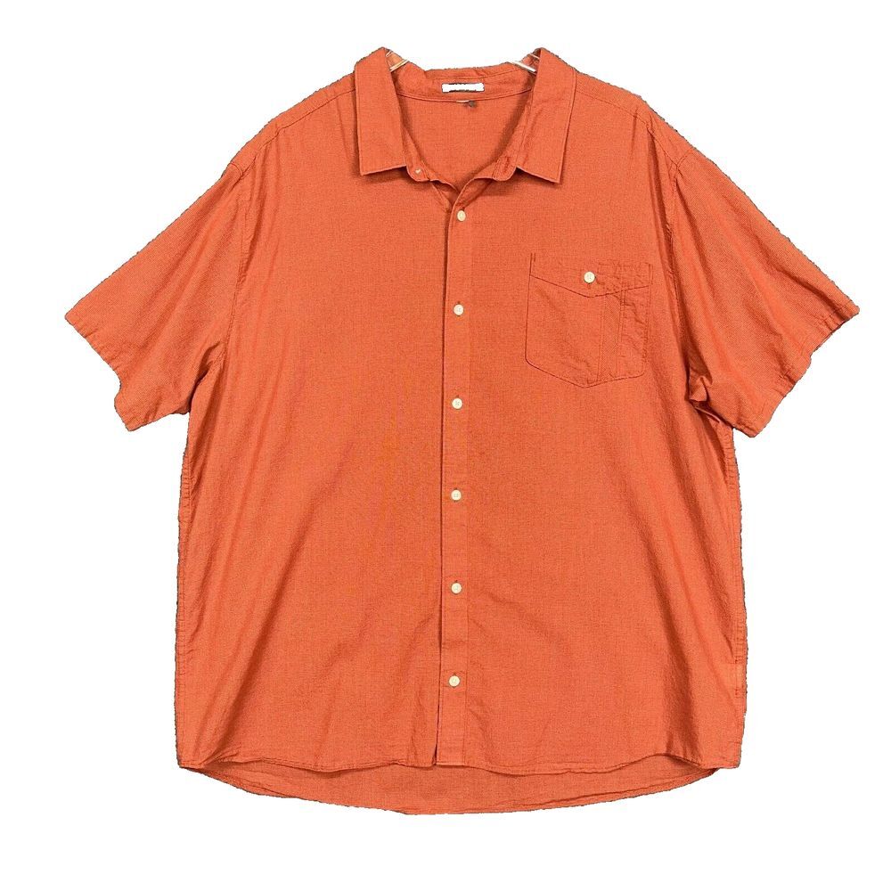 Toad and Co Shirt Mens XXL Orange Rust‎ Organic Cotton Button Front Airbrush